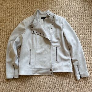 DG2 by Diane Gilman Baby Blue Faux Suede Asymmetrical Moto Jacket Size M